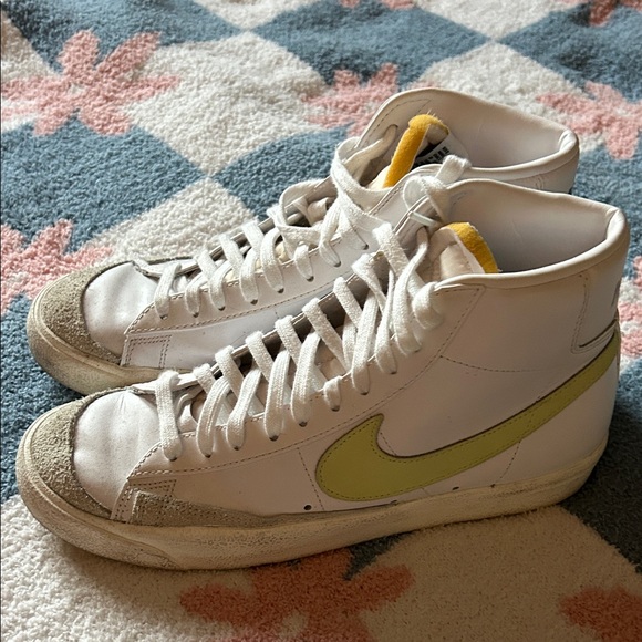 White and Yellow High-Top Sneakers - Picture 1 of 9